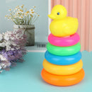 Early Educational Rainbow Tower Stack Circle Duck Ring Puzzle Pyramid (A) Newly