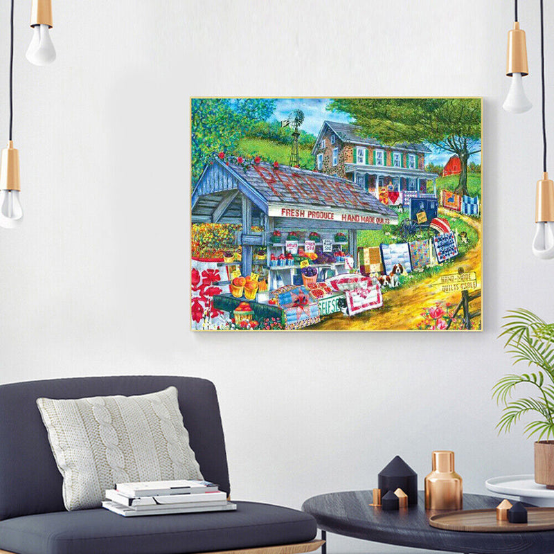 5D DIY Diamond Painting Farm Shop Full Round Drill Mosaic Art Picture Rhine