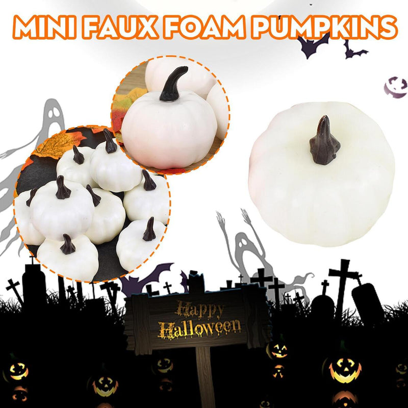 12PCS Mini Artificial Foam Pumpkin Simulation Props Halloween Party Decor White/