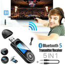 5 in1 Bluetooth 5.0 Audio Transmitter Receiver LCD Car Adapter For TV USB K1N7