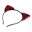 Women Children Girls Sexy Cat Ear Sequined Hairband Hair Hoop Headwear(Red)