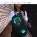 Fashion Men Luminous USB Charge Backpack Preppy School Pen Bag Gift (Black)