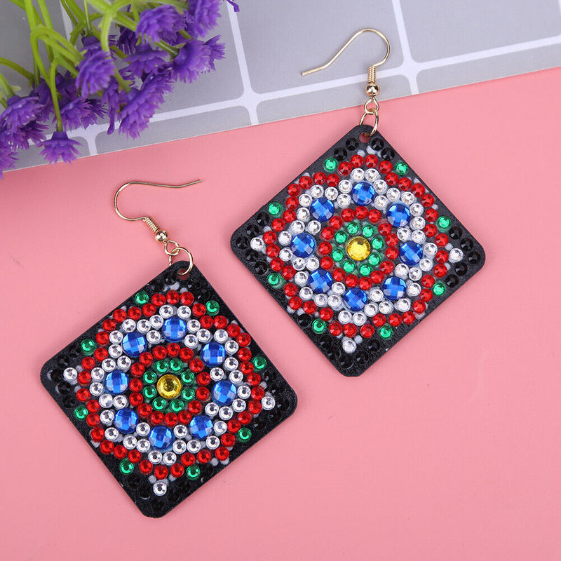 5D DIY Diamond Painting Earrings Double-sided Square Drop Earrings (RZ014)