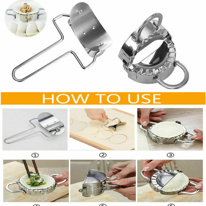 Multifunction Stainless Steel Wraper Dough Presser + Dumpling  DIY Maker Mould