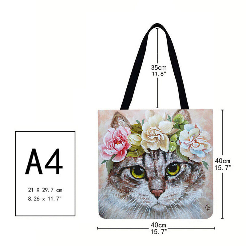 Generic Cat Wreath Printed Shoulder Shopping Bag L?sige Large? Carrying Case