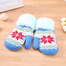 Warm Baby Kids Knitted Elastic Thicken Ski Casual Mittens Gloves(Sky Blue)