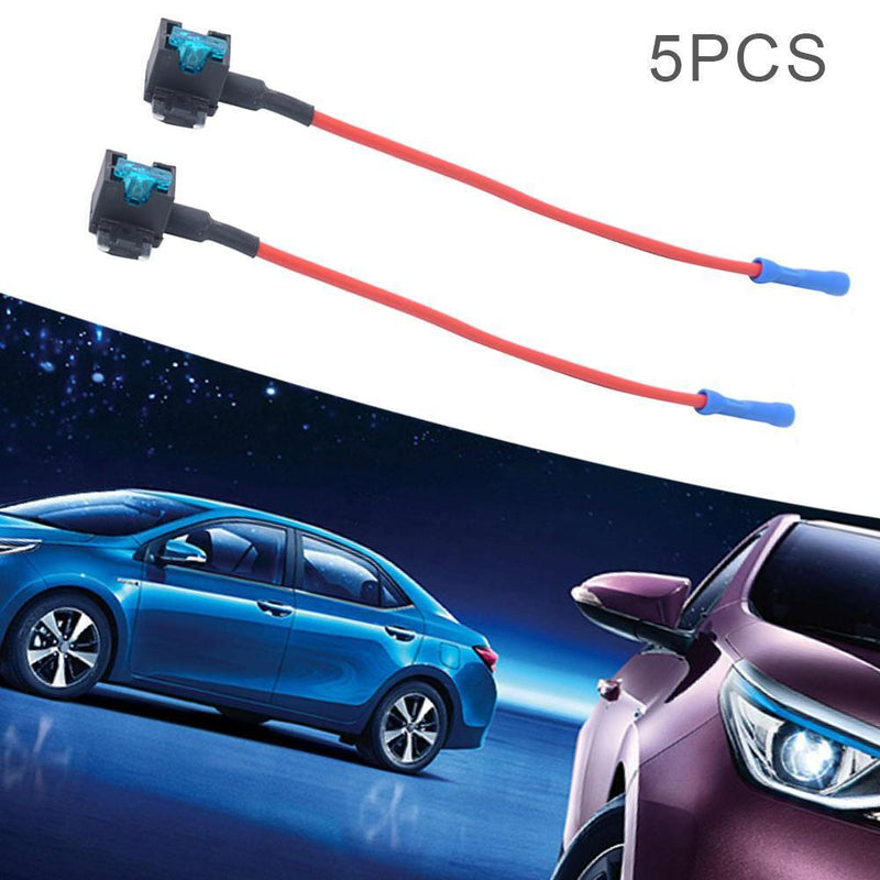 5 Pack Mini Size Car Fuse Tap Adapter Kit Add-a-Circuit Fuse Holder w/ 15A Fuse
