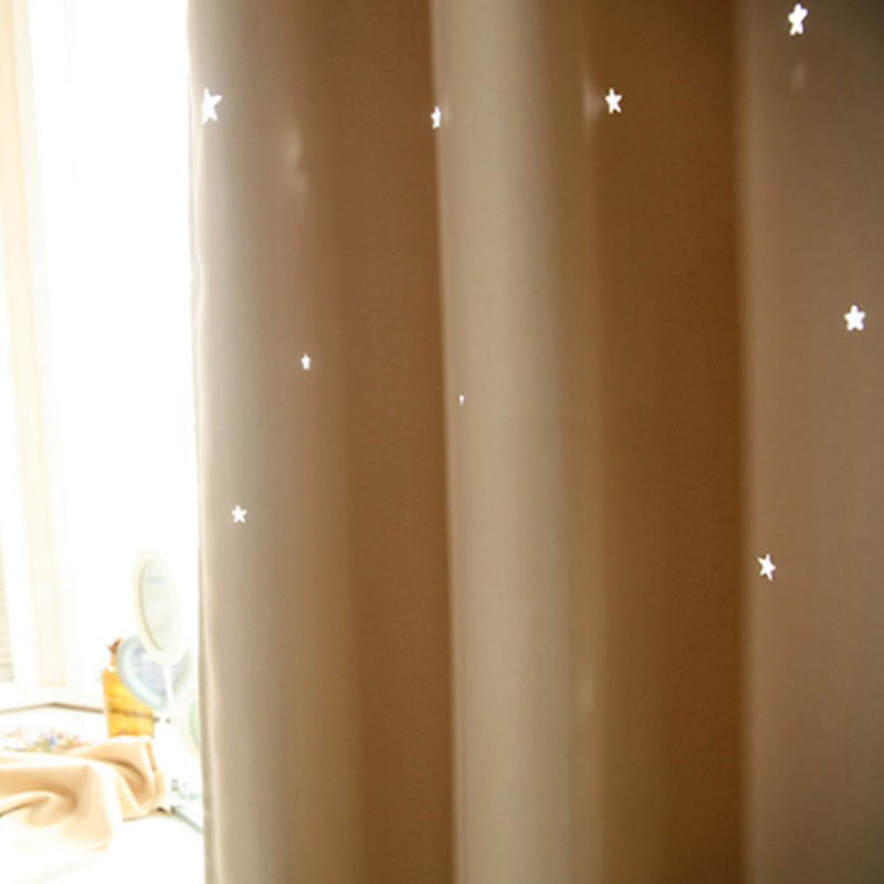 1pc Hollowed Star Shading Window Curtain Drapes Purdah for Home(Ivory)