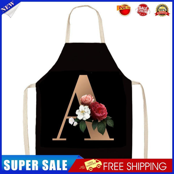 Letter A Linen Kitchen Apron Waterproof Oilproof Cooking Pinafore (82X68CM)