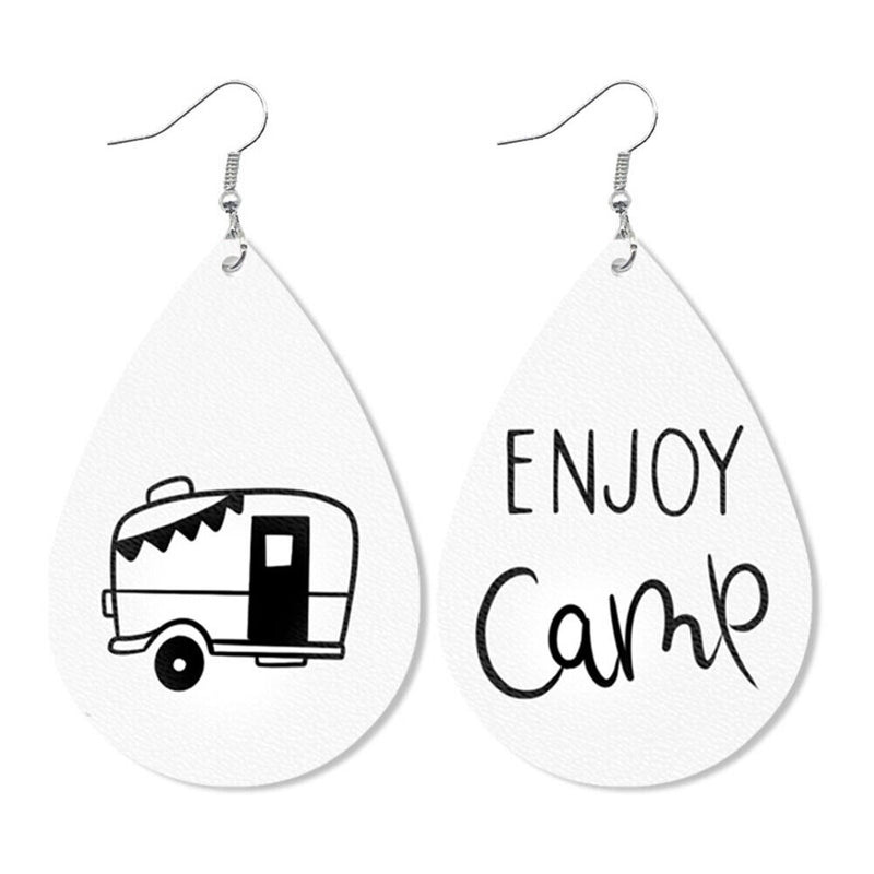 Fashion Enjoy Camp Drop Earrings Casual Leather Ear Dangles Women Jewelry Gifts