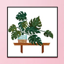 14CT Partial Cross Stitch Monstera Stamped DIY Embroidery Kits Printed Art