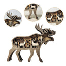 Wooden Ornaments Hollow Multi-Layer Animal Scene Display NO Light (Deer)