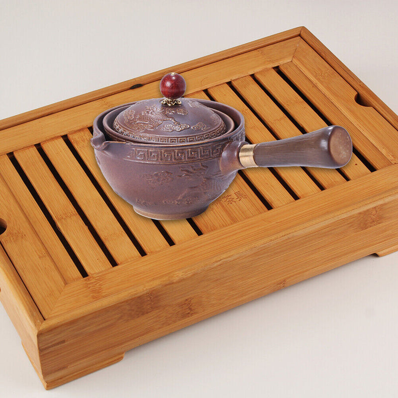 Portable Chinese Gongfu Kung Fu Tea Set Rotating Ceramic Teapot Teaware (D)