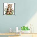 Flower Cat Partial Cross Stitch 14CT Counted Embroidery DIY Animal Crafts