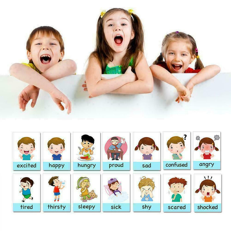 Emotional Words Mood Flash Cards For Kids English Educational Learning 2021 N5S7
