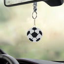 DIY Full Beads Football Printed Cross Stitch Embroidery Keychains Pendants
