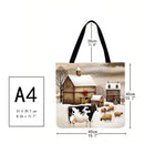 Snow cow Printed Shoulder Shopping Bag Casual Large Tote Handbag (40*40cm)
