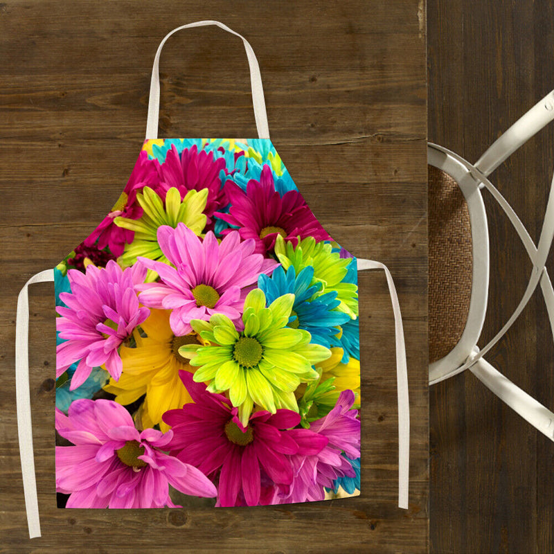 Flowers Printed Kitchen Aprons Waterproof Linen Oil-proof Apron (82x68cm)