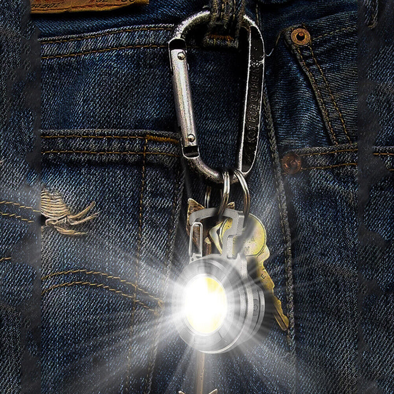 Camping Survival Bottle Opener Outdoor 5 Mode COB LED Mini Keychain Ta