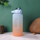 2000ml Water Bottle with Time Marker for Outdoor Sports Drink Cup (Blue)