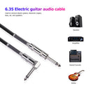 6.5mm Jack Guitar Cable Straight Male to Right Angle Male Audio Wire (10m) Newly