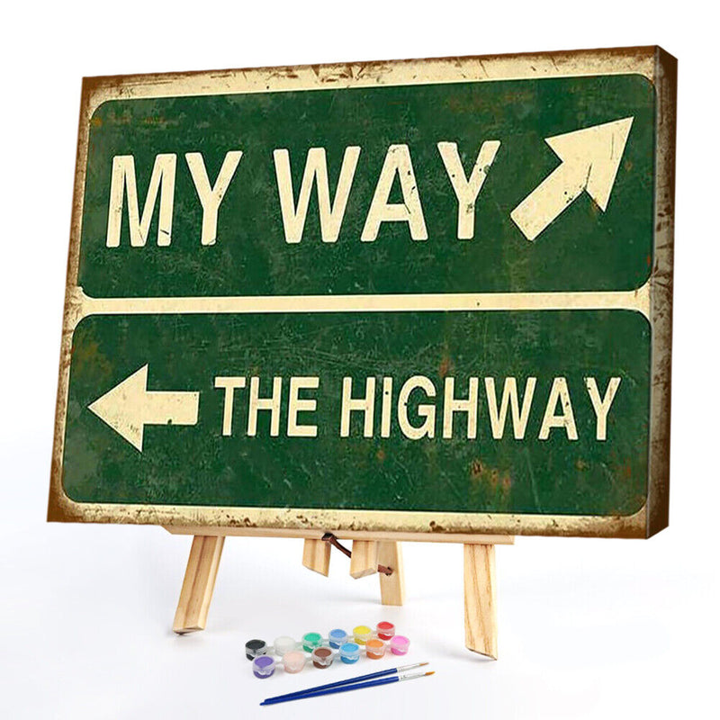 DIY Hand Painted Paint By Numbers Oil Canvas Picture Warning Sign Kit Ornaments