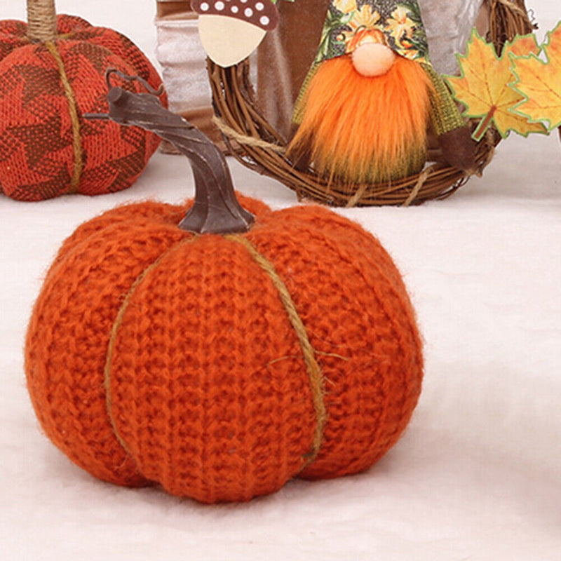 #A Vivid Artificial Pumpkin Artworks Cute DIY Knitted Pumpkin Festive Atmosphe