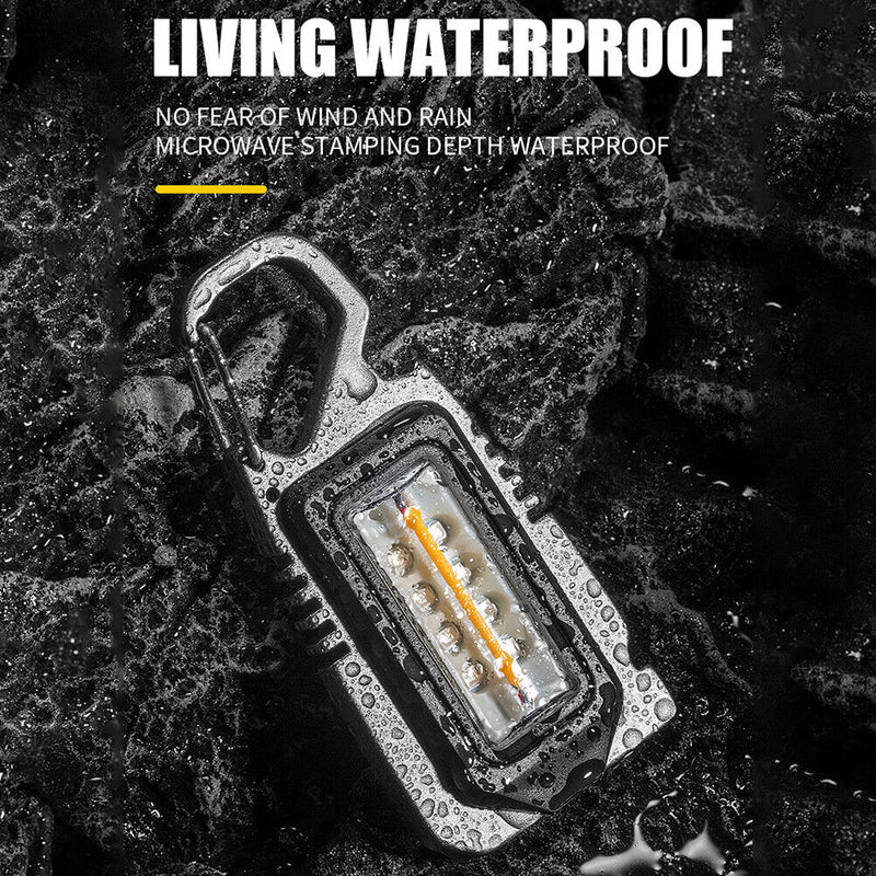 COB LED Mini Keychain Flashlight Torch 7 Modes Waterproof Camping Survival Light