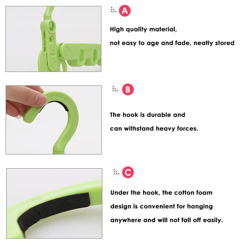 Multifunctional Foldable 5 Holes Drying Rack Clothes Hanger Hook (Green)