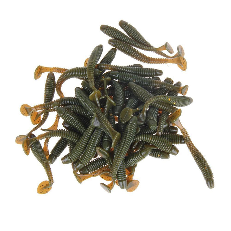 50pcs 50mm Soft Lures Artificial Loach Fishing Bait Swimbait Worm Tackle