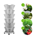 Stackable Planter Vertical Garden Tower for Strawberry (Moveable White) Newly