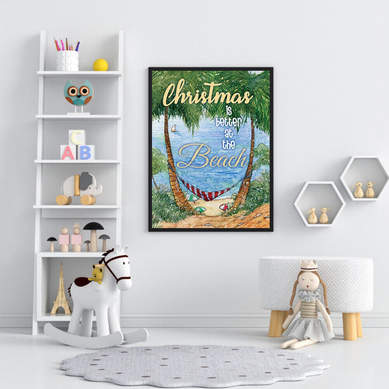 DIY Handmade Digital Picture Seaside Christmas Frameless Oil Painting By Number