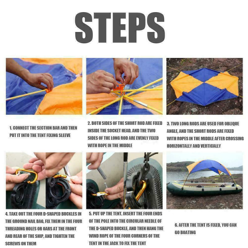 Inflatable Boat Kayak Canopy Awning Sun Shade Shelter Foldable Tent Z9R8 A3J4