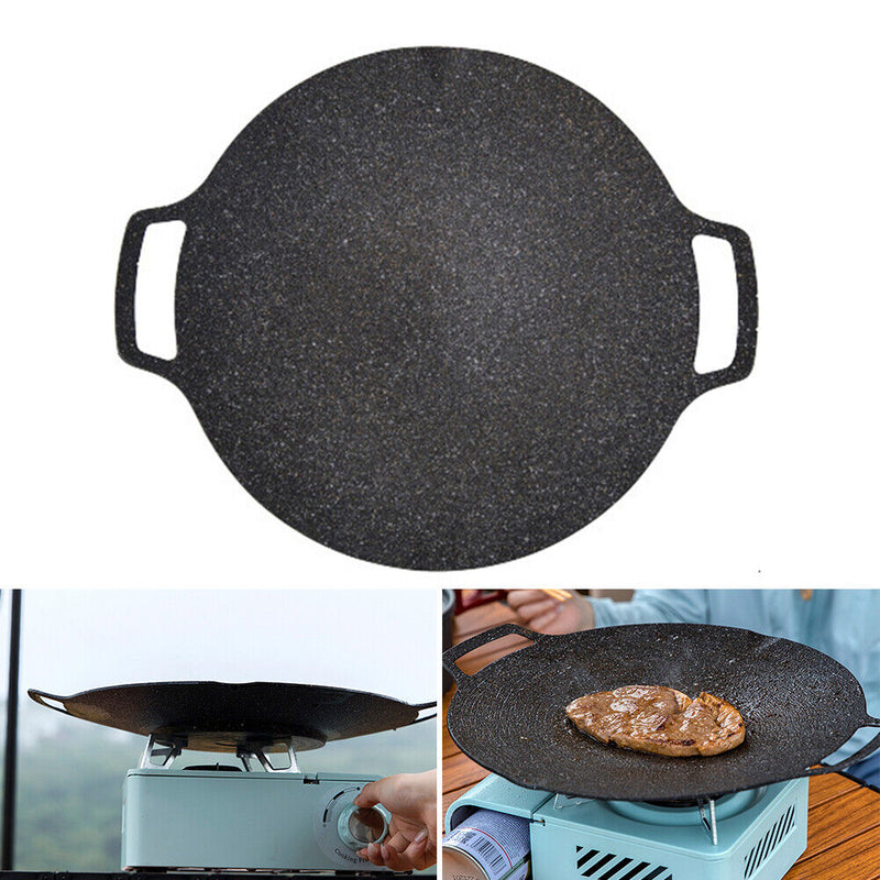Mountiker BBQ Camping Frying Pan Portable Cast Iron Wok Top Fireplace Accessory