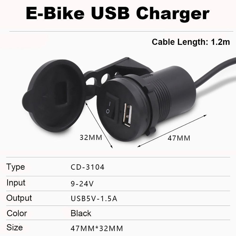 Electric Bicycle Kits Mobile Phones Scooter Motorcycle E-Bike USB Charger