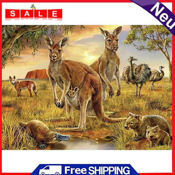 5D Kangaroo Mosaic Diamond Painting Drawing Full Round Drill DIY Art Handcraft