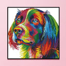 Partial Cross Stitch 14CT Rainbow Dog Counted Embroidery DIY Needlework Kit
