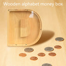 Creative Saving Box 26 English Alphabet Wooden Money Storage Box Jar (D) Newly