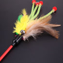 5pcs Funny Elastic Plastic Long Pole Colorful Flower Sticks Feather Tease