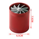 F1-Z Car Air Intake Double Turbine Refit Turbo Gas Fuel Oil Saver Fan (Red)