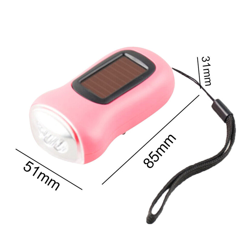 Hand Crank Solar Dynamo Torch Lamp Outdoor Emergency LED Flashlight (pink)