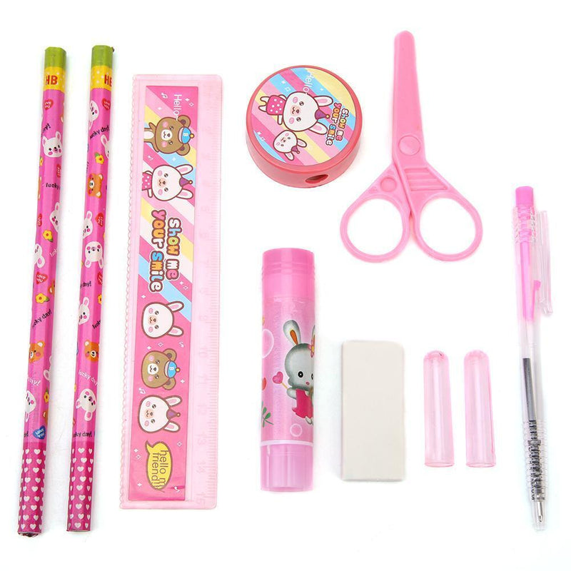 9pcs Cartoon Cute Pencil Sharpener Scissor Earser Children Supply Stationery