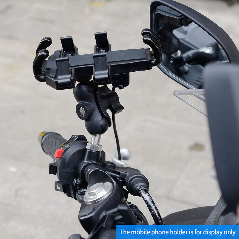 Stainless Steel Motorcycle Rearview Mirror Phone Holder Ball Clamp Base Parts