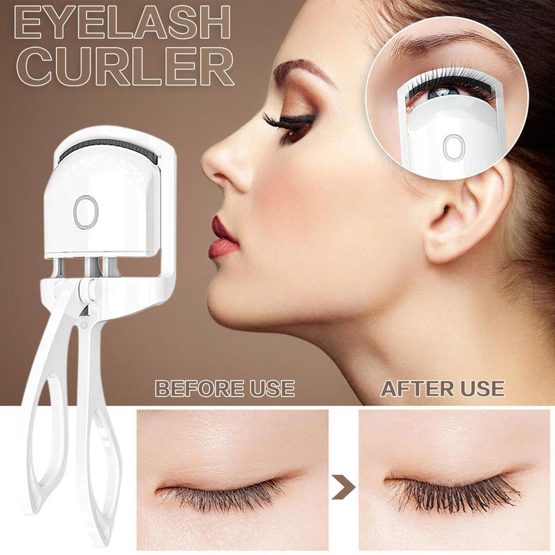 Heated Eyelash Curler Electric Lash Curler w/ Silicone Heating Pads Lasting`