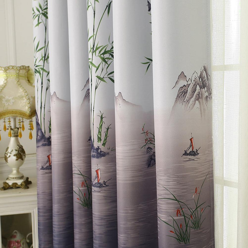 Pastoral Printed Blackout Curtains Window Blinds Drapes Living Room Decor