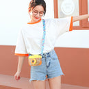 Water Bottle with Straw Camera Shape Cup Adjustable Shoulder Strap (Yellow)
