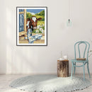 DIY Diamond Painting Window Cow Full Round Drill Mosaic Art Picture Decor Gift