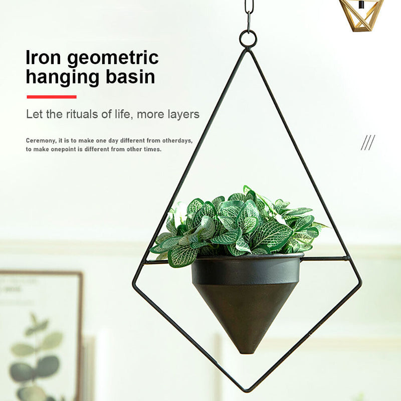 Hanging Flower Pot Hanger Chain Iron Planter Basket Holder Home Decor (A) Newly