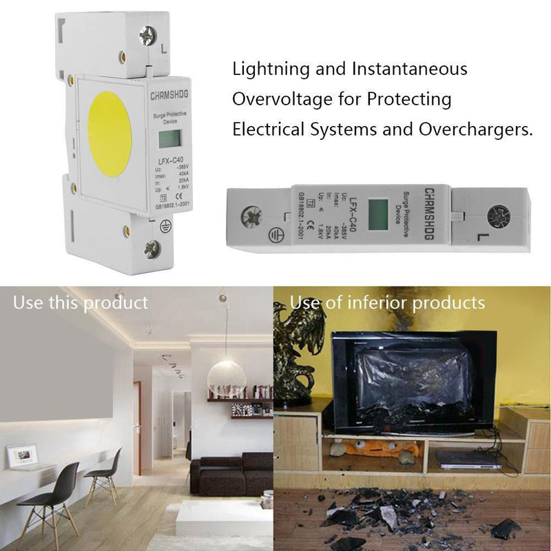 AC SPD 1P 20KA-40KA C-385V House Surge Protector Arrester Circuit Breakers