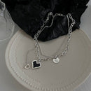 Jewelry Heart Choker Double Layer Necklace Mosaic Love Pandent Clavicle Chain